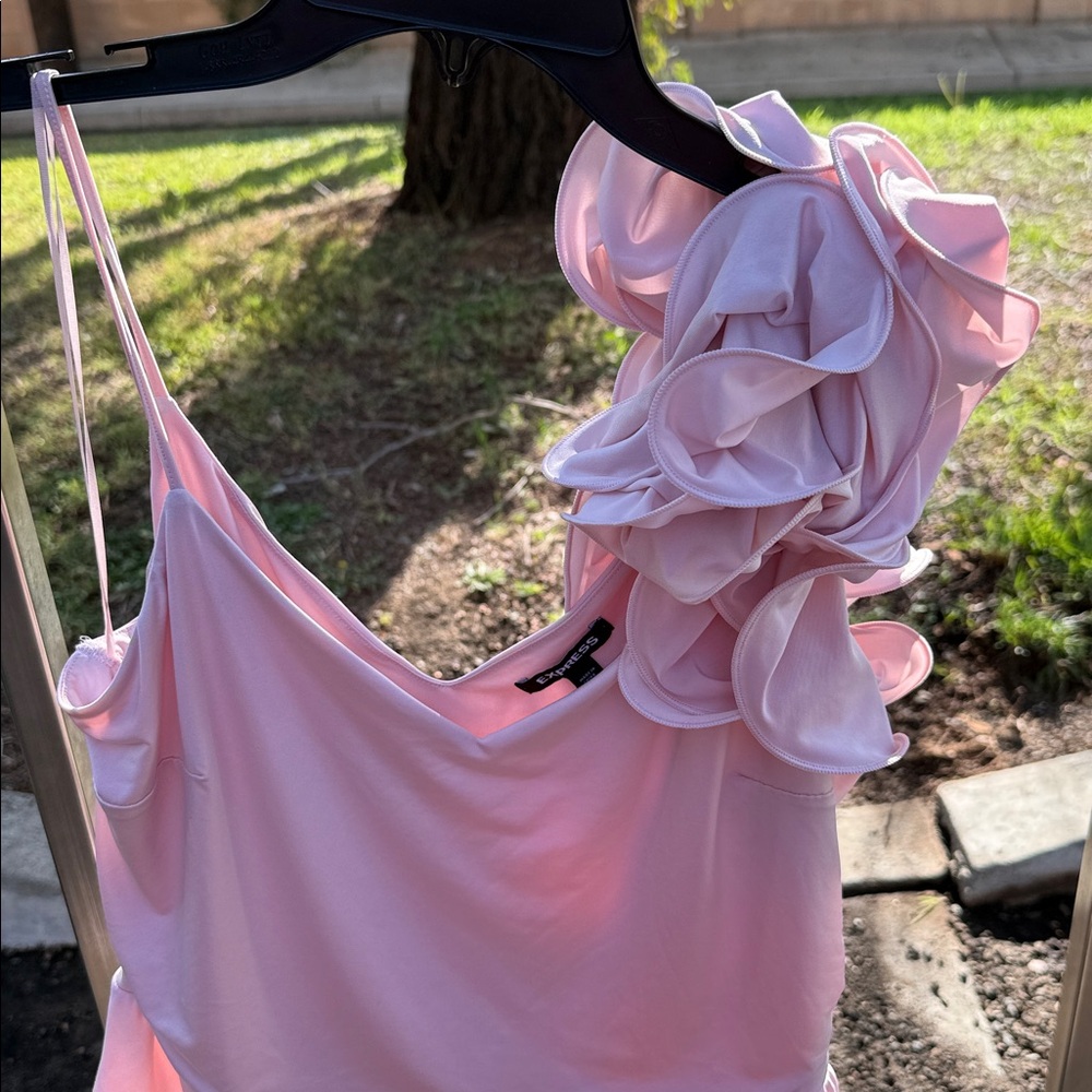 FINAL DISCOUNT Express Pink Ruffle Crop Top - Picture 2 of 5